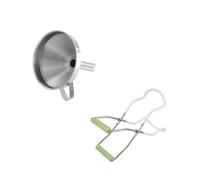 Dr Oetker 9942050 Set de 2 ustensiles pour Confiture avec Pince à bocaux et Entonnoir à Confiture, pince pour pot à confiture, mettre la confiture en pot, Acier inox, plastique, 22 x 8 x 3,5 cm