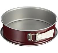 Dr. Oetker BackLiebe Moule à charnière bicolore Ø 26 cm avec fond plat Moule à gâteau rond avec revêtement anti-adhésif bicolore (gris/rouge) Quantité : 1 pièce, acier