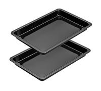 Dr Oetker Lot de 2 plats à four émaillés 42 x 29 cm cuisson et pâtisserie | Cuisson généreuse, Format 42 x 29 x 4 cm, Acier émaillé noir, Passe au four 400 C, Nettoyage facile