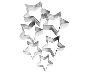 Dr.Oetker Lot de 6 emporte-pièces en forme d'étoile de Noël Argenté 5-9 x 2,5 cm
