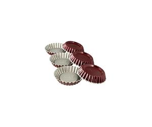 Dr. Oetker Lot de 6 Moules à Tartelettes sans revêtement10 cm | Cuisson sans accroche, Lot de 6 pour portions individuelles, Acier 10 cm, Format rond pour tartelettes, Usage sucré salé