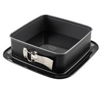 Dr. Oetker Moule à charnière carré avec fond de service en émail - Parfait pour gâteaux et tartes, 29 x 29 x 8,5 cm, antiadhésif, résistant à la chaleur, noir/argenté