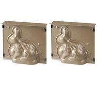 Dr. Oetker Moule à pâtisserie en forme de lapin Capacité de remplissage 600 ml Or Revêtement antiadhésif Motif de cuisson : lapin de Pâques (Lot de 2)