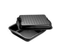 Dr. Oetker Plat à Gratin Émaillé sans PFAS avec Couvercle 42 × 34 cm | Cuisson familiale, Acier émaillé, 42 x 34 x 13 cm, Four 400°C, Couvercle pratique, Lave-vaisselle