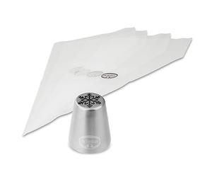 Dr Oetker Poche à douilles flocon de neige douille inox 4 pièces Noël | Motif flocon de neige, 4 poches 36 cm, Douille inox réutilisable, Nettoyage au lave vaisselle, Format précis 4,3 cm