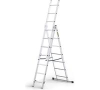 DRABEST | Aluminium 3x7 échelle multifonctionnelle - échelle pliante en 3 parties & échelle à rallonges - 21nombre de barreaux - jusqu'à -150 kg - e EN131 &