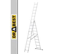 Drabest Basic Home Échelle en Aluminium 3 Éléments - Escabeau 3x10 Marches - Escabeau en Aluminium Léger - Échelle Pliable pour la Maison - Capacité 150 Kg