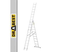 Drabest Basic Home Échelle en Aluminium 3 Éléments - Escabeau 3x11 Marches - Escabeau en Aluminium Léger - Échelle Pliable pour la Maison - Capacité 150 Kg