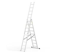 Drabest Basic Home Échelle en Aluminium 3 Éléments - Escabeau 3x9 Marches - Escabeau en Aluminium Léger - Échelle Pliable pour la Maison - Capacité 150 Kg