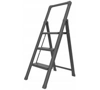Drabest | Chef d'équipe - Échelle en acier - Chef d'atelier - 3 marches - Noir - Pliable - Charge maximale : 150 kg - Hauteur de travail : 2,66 m