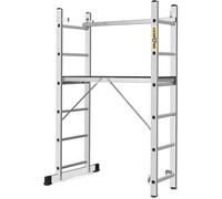 DRABEST Échafaudage Aluminium 3 en 1 Échelle Multifonction 2x6 Marches Plateforme de Travail Antidérapante Charge Max 150 kg avec Crochet Seau