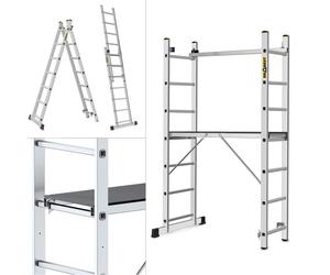 Drabest | Échafaudage en aluminium - Échafaudage en aluminium 2x7 - Échafaudage échelle - Charge admissible de la plateforme : 150 kg - Dimensions de