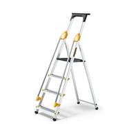 Drabest | échelle - 4 marches, charge max. 150kg - échelle avec mains courantes, échelle en aluminium, pieds antidérapants, escabeau, échelle pliante
