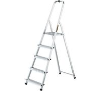 Drabest | échelle - 5 marches, charge max. 125kg - échelle alu, échelle pliante, pieds antidérapants, escabeau, échelle