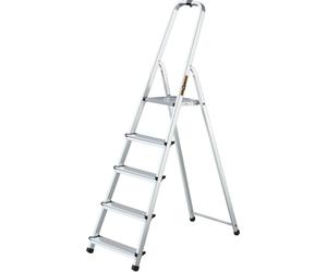 Drabest | échelle - 5 marches, charge max. 125kg - échelle alu, échelle pliante, pieds antidérapants, escabeau, échelle