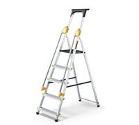 Drabest | échelle - 5 marches, charge max. 150kg - échelle avec mains courantes, échelle en aluminium, pieds antidérapants, escabeau, échelle pliante