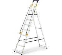Drabest | échelle - 8 marches, charge max. 150kg - échelle avec mains courantes, échelle en aluminium, pieds antidérapants, escabeau, échelle pliante