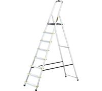 Drabest | Echelle - Aluminium Echelle Pro - 8 marches - Escabeau - Stable, Antidérapant, Crochet pratique - Capacité de charge 150 kg