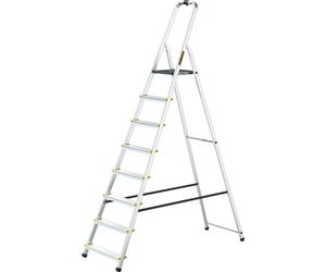 Drabest | Echelle - Aluminium Echelle Pro - 8 marches - Escabeau - Stable, Antidérapant, Crochet pratique - Capacité de charge 150 kg