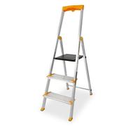 Drabest | échelle de ménage en aluminium - MAX 3 marches - hauteur de travail 2,61 m, - largeur marches 120 mm - charge admissible 150 kg - porte-outils