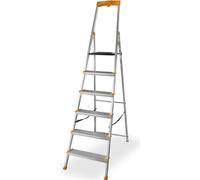 Drabest | échelle de ménage en aluminium - MAX 6 marches - hauteur de travail 3,26 m, - largeur marches 120 mm - charge admissible 150 kg - porte-outils