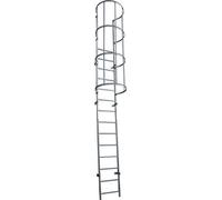 Drabest | échelle d'évacuation acier - 6-8 M - 150 Kg - modulable - cage de protection - 27 marches