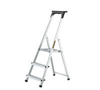 Drabest - Échelle Domestique - Escabeau - 3 marches - Hauteur de Travail 2,54m - Escabeau Pliant en Aluminium, Charge Max. 125 kg - avec Plateforme 25 x 26 cm, Pieds antidérapants