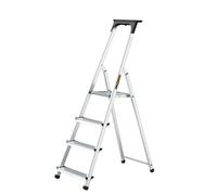 Drabest - Échelle Domestique - Escabeau - 4 marches - Hauteur de Travail 2,75m - Escabeau Pliant en Aluminium, Charge Max. 125 kg - avec Plateforme 25 x 26 cm, Pieds antidérapants