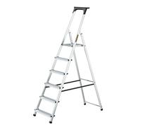 Drabest | Échelle - Échelle domestique - Échelle en aluminium - 6 marches - Légère et compacte - Avec plateau porte-outils et marches antidérapantes