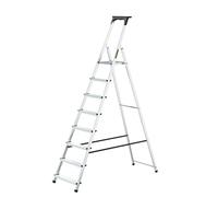 Drabest - Échelle Domestique - Escabeau - 8 marches - Hauteur de Travail 3,62m - Escabeau Pliant en Aluminium, Charge Max. 125 kg - avec Plateforme 25 x 26 cm, Pieds antidérapants