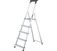 Drabest | Échelle - Échelle domestique - Échelle en aluminium - 5 marches - Légère et compacte - Avec plateau à outils - Marches antidérapantes