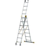 Drabest | Echelle - échelle multifonctionnelle - échelle polyvalente en aluminium - capacité de charge 150kg - 3 sections - échelle 3X7 marches