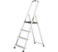 Drabest | Échelle - Échelle polyvalente en aluminium PRO - 4 marches - Escabeau - Stable, sûr, léger, pratique - avec crochets - Capacité de charge 150 kg