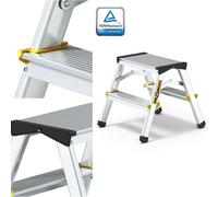 Drabest | Échelle en aluminium - 2 marches - pliable - surface antidérapante - capacité de charge 150 kg