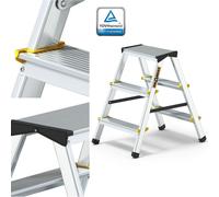 Drabest | Échelle en aluminium à 3 marches - Pliable - Antidérapante - Capacité de charge 150 kg - Polyvalente