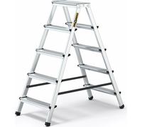Drabest | Échelle en aluminium pour usage domestique - 2x5 marches - Pliable des deux côtés - Marches antidérapantes - Capacité de charge 125 kg - Hauteur 1,09 m
