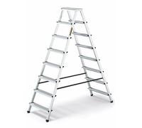 DRABEST Échelle Escabeau Aluminium 2X 8 Marches Échelle Double Face Pliable Utilitaire Escabeau XXL Antidérapant Charge Max 125 kg