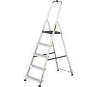 Drabest | Échelle Établi Aluminium 5 Marches avec Crochets - Escabeau Multi-Usage 150 kg