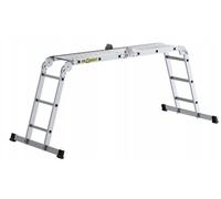 DRABEST | Échelle multifonction en aluminium 4x3 pliable avec plateforme de travail, échelle articulée, échelle extensible, escabeau, max 150 kg