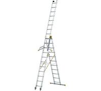 Drabest | Échelle multifonctionnelle, échelle polyvalente en aluminium, capacité de charge 150 kg - Échelle en 3 parties 3x11 marches