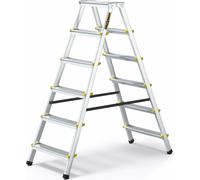 Drabest | Échelle pliante - 6 niveaux, capacité de charge 150 kg - Échelle double face, échelle en aluminium, pieds antidérapants, marchepied, échelle
