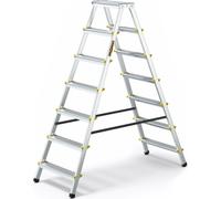 Drabest | Échelle pliante - 7 marches, capacité de charge 150 kg - Échelle double face, échelle en aluminium, pieds antidérapants, marchepied, échelle