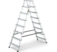 Drabest | Échelle pliante - 8 marches, capacité de charge 125 kg - Échelle double face, échelle en aluminium, pieds antidérapants, escabeau, échelle