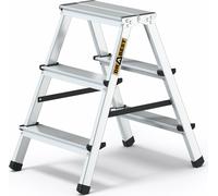 Drabest | Échelle pliante à 3 niveaux, capacité de charge 125 kg - Échelle double face, échelle en alu, pieds antidérapants, marchepied, échelle