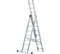 DRABEST | Echelle - Série PRO - Echelle aluminium à usage multiple - 3 sections - Echelle industrielle 3 x 8 marches - jusqu'à 150 kg