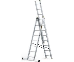 DRABEST | Echelle - Série PRO - Echelle aluminium à usage multiple - 3 sections - Echelle industrielle 3 x 8 marches - jusqu'à 150 kg