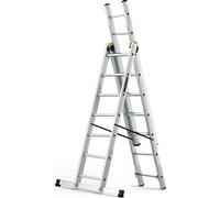 DRABEST | Echelle - Série PRO - Echelle aluminium multi-usages 3 plans - Echelle industrielle 3 x 7 marches - Hauteur de travail 5 m - jusqu'à 150 kg