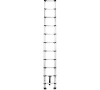 DRABEST | Échelle télescopique en aluminium 11 marches, extensible jusqu'à 3,20 m, hauteur de travail 4,30 m, pliable, pieds antidérapants, amortisseurs de sécurité, capacité de charge 125 kg