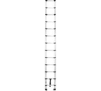 DRABEST | Échelle télescopique en aluminium - 13 marches, extensible jusqu'à 3,80 m, hauteur de travail 4,90 m, pliable, pieds antidérapants, amortisseurs de sécurité, jusqu'à 125 kg