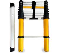 DRABEST | Echelle télescopique MAX 11 marches, aluminium, échelle extensible jusqu'à 3,37 m de hauteur de travail, capacité de charge de 150 kg, pieds antidérapants